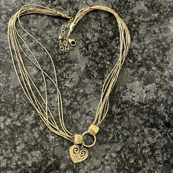 Elegant Vintage Sterling Silver Multi-Strand Heart Necklace 925